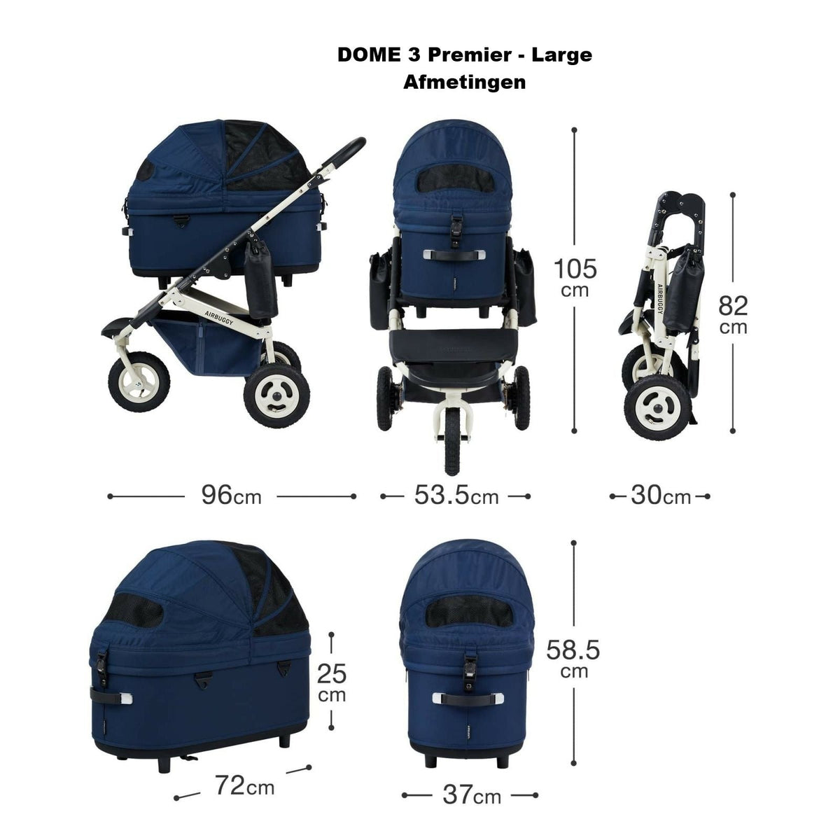 AirBuggy DOME 3 Premier Set Large Earth Grey Luxurious Dog Stroller - Buggy - SpirePets