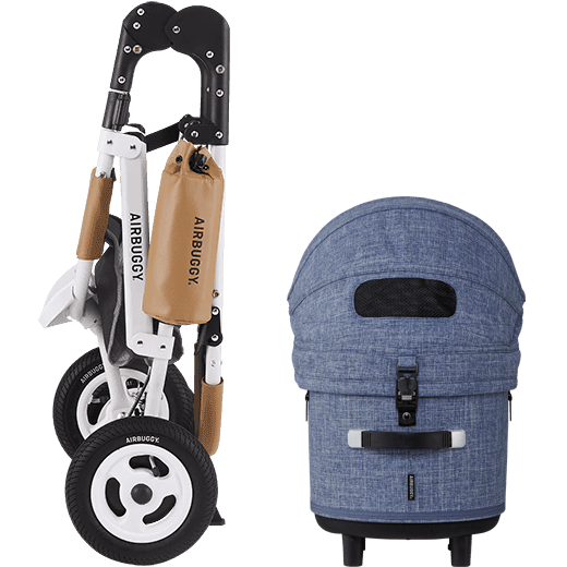 AirBuggy DOME 3 Premier Set Regular Melange Denim Luxurious Dog Stroller - Buggy - SpirePets