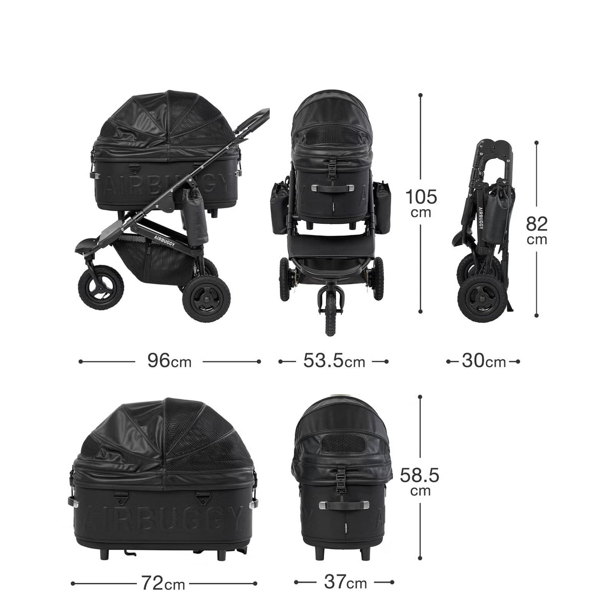 AirBuggy DOME 3 Premier Large Black Si Luxe dog buggy - Buggy - SpirePets