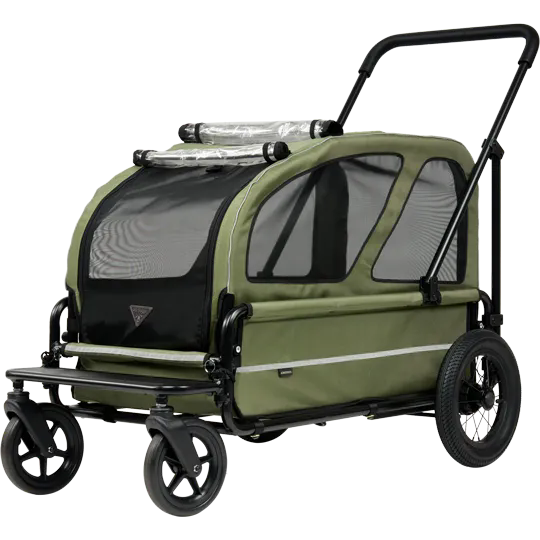 Grote honden buggy AIRBUGGY Carriage Set Moss Green – Luxe Hondenbuggy - Buggy - SpirePets