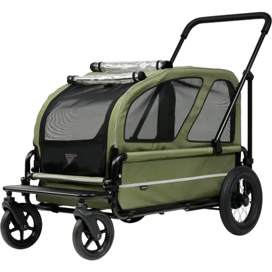 Grote honden buggy AIRBUGGY Carriage Set Moss Green – Luxe Hondenbuggy - Buggy - SpirePets