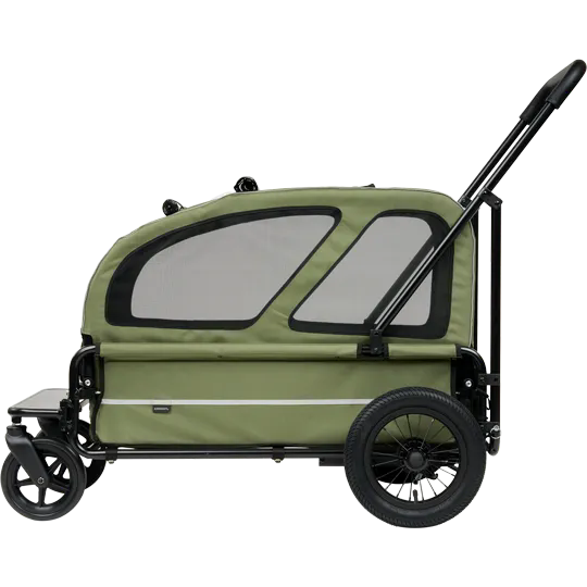 Grote honden buggy AIRBUGGY Carriage Set Moss Green – Luxe Hondenbuggy - Buggy - SpirePets
