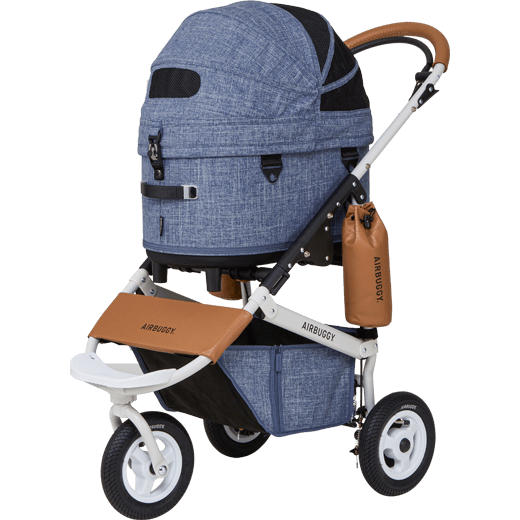 AirBuggy DOME 3 Premier Set Regular Melange Denim Luxurious Dog Stroller - Buggy - SpirePets