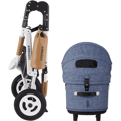 AirBuggy DOME 3 Premier Set Regular Melange Denim Luxurious Dog Stroller - Buggy - SpirePets