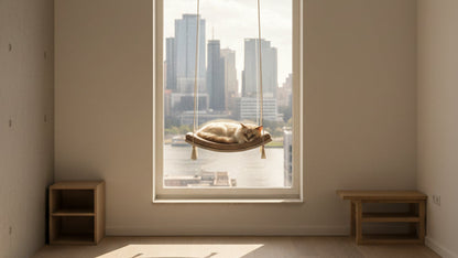 "The Arcing View" 60 cm Cat Shelf, metal base
