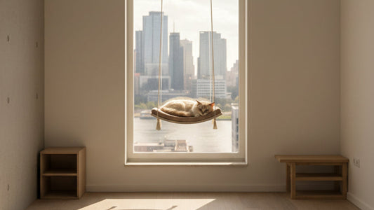 "The Arcing View" 60 cm Cat Shelf, metal base