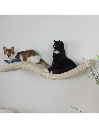 "Playful curve - left" 95 cm Cat Shelf, metal base