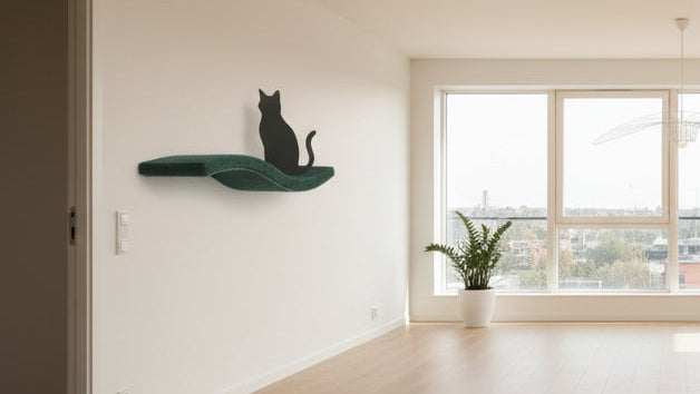 "Playful curve - left" 95 cm Cat Shelf, metal base