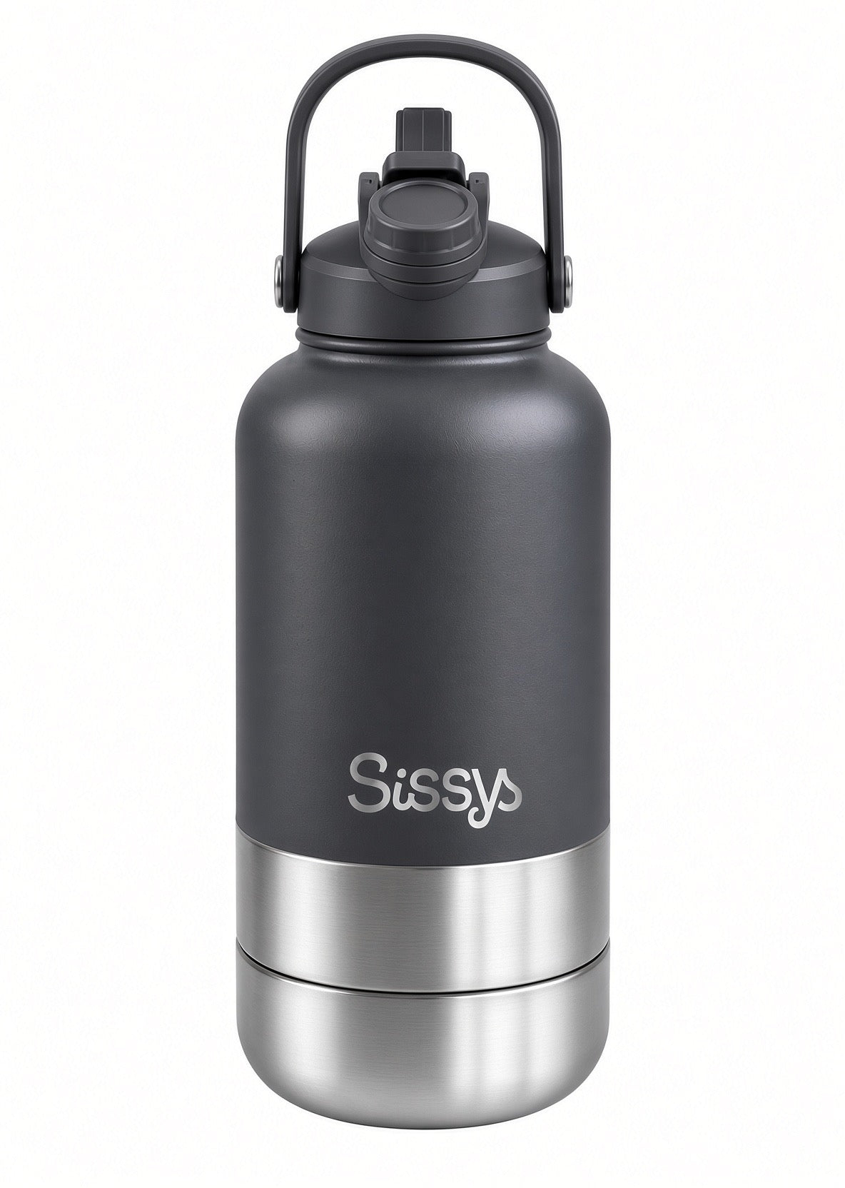 Sissy's "DuoSip" 3-in-1 waterfles voor huisdieren Donkergrijs