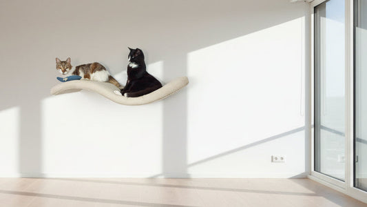Metal Base Cat Wall Shelf WAVE 75 cm Symmetrical Right,