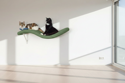 Metal Base Cat Wall Shelf WAVE 75 cm Symmetrical Right,