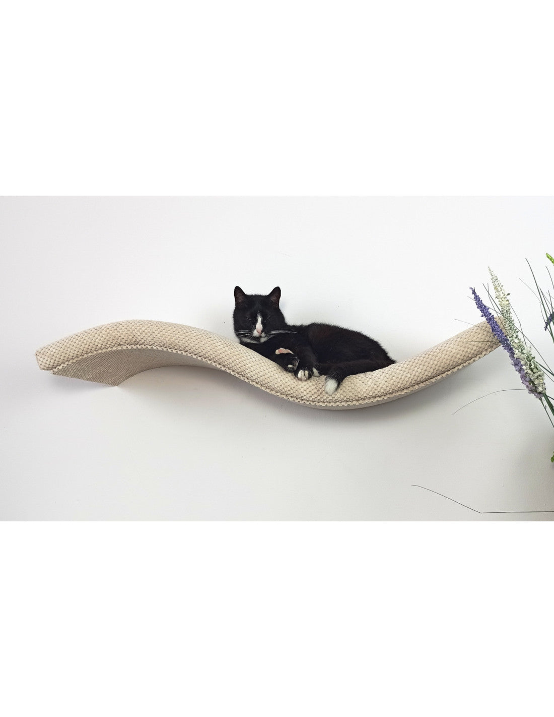 Metal Base Cat Wall Shelf WAVE 75 cm Symmetrical Right,