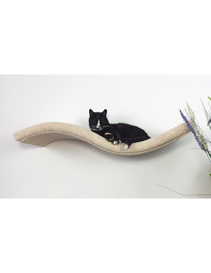 Metal Base Cat Wall Shelf WAVE 75 cm Symmetrical Right,