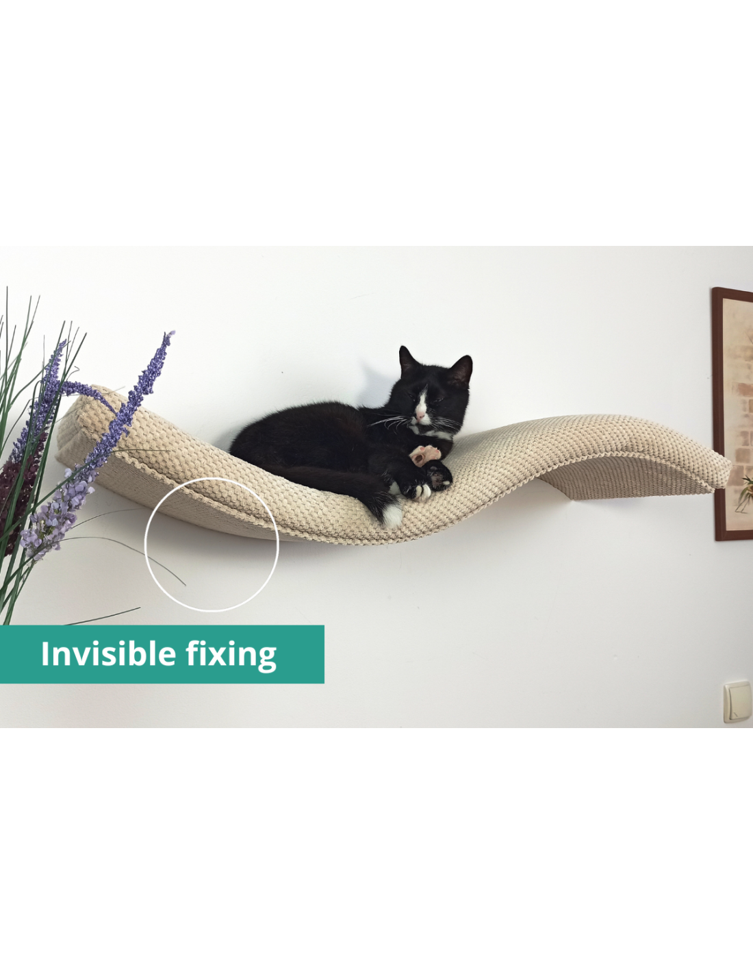 Metal Base Cat Wall Shelf WAVE 75 cm Unsymmetrical Left,