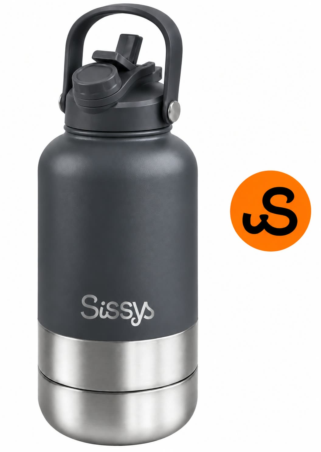 Sissys "DuoSip" 3 in Waterbottle for pets Dark Grey - Dog beds - Sissys Pet Place - Dark Grey - 1.000 cc (liter)